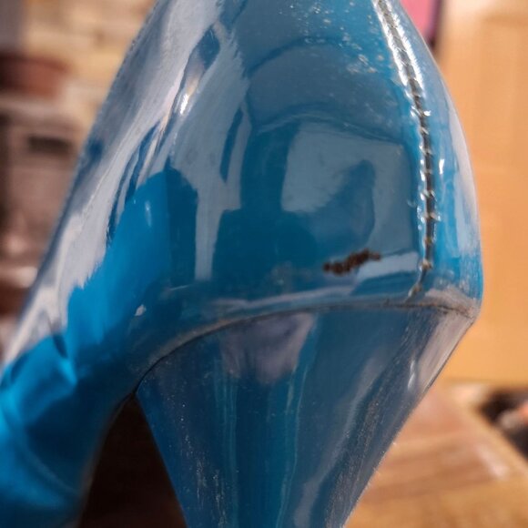 Charlotte Russe Womens Size 8 Teal Blue Patent Leather Platform Stiletto Heels - Picture 10 of 11